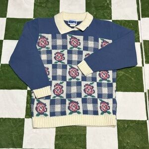 Women’s S Vintage Cape Cod Collared Knit Sweater in Floral Print